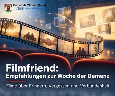 Filmfriend: Empfehlungen zur Woche der Demenz – Vorschaubild Filmfriend: Empfehlungen zur Woche der Demenz. Filme über Erinnern, Vergessen und Verbundenheit. Illustration: Filmstreifen mit Szenen älterer Menschen vor den Sitzen eines Kinos